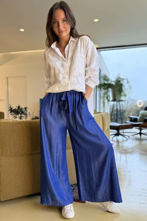Perfect Chambray Palazzo Pant Mid /37=
